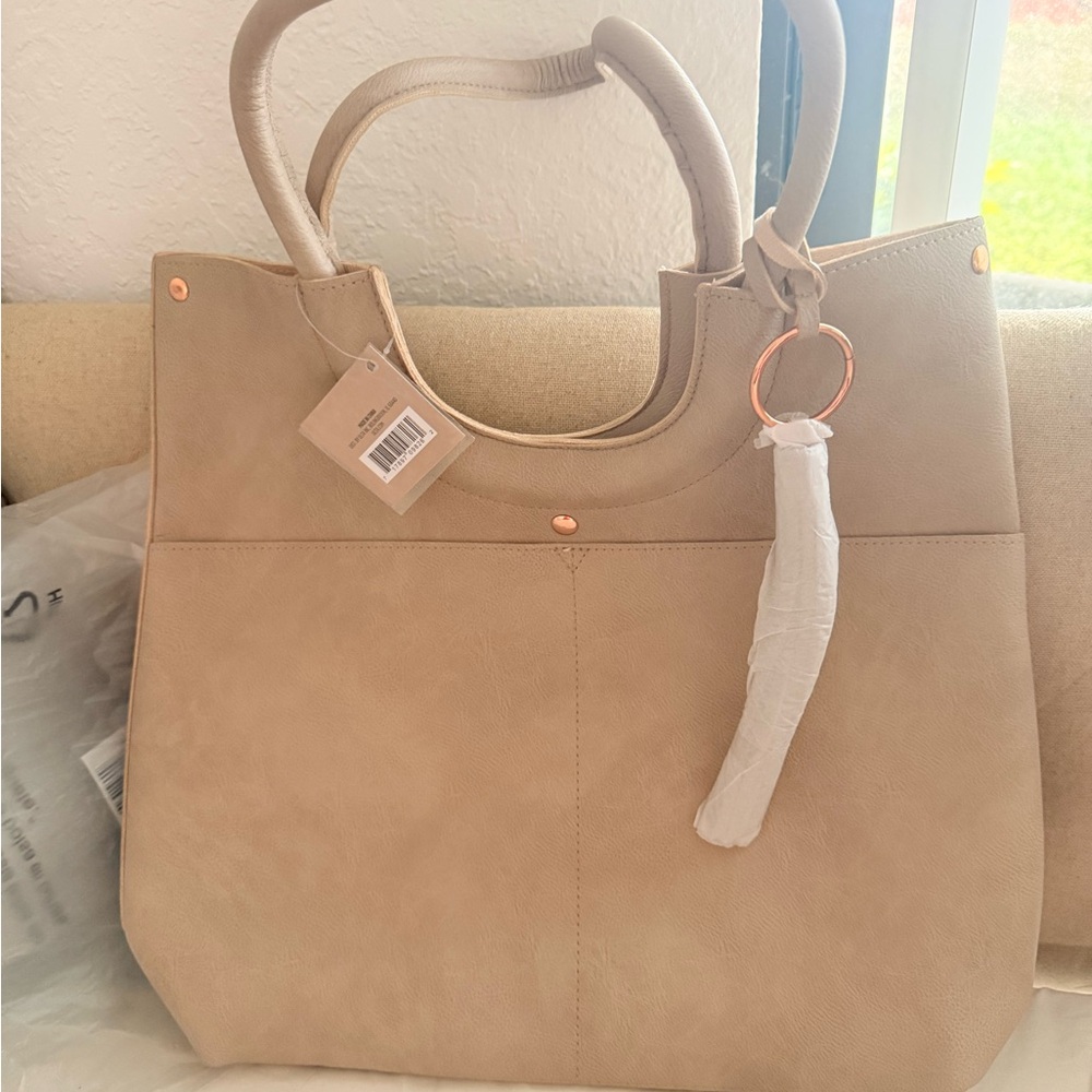 Ulta Beauty Beige Tote Bag with Gold Accents